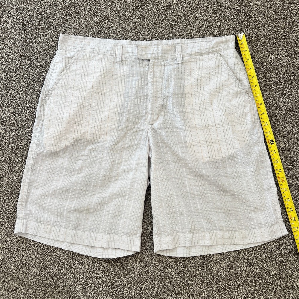 Patagonia Thrift Light Beige Striped Seersucker Shorts Outdoor Men's Size 37